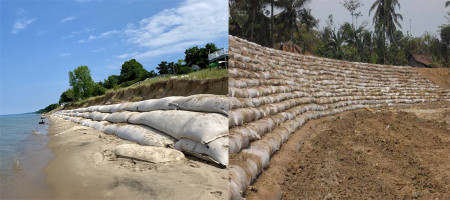 Materials and uses of geotechnical sandbags